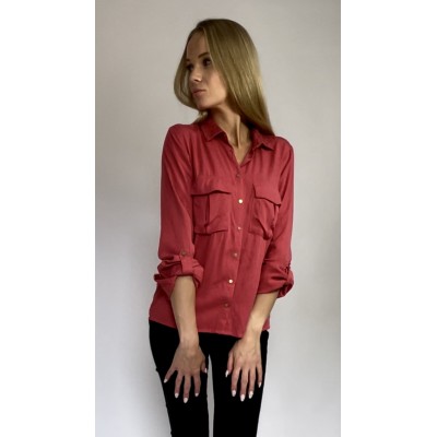 Koralowa koszula z wiskozy rozm. XS