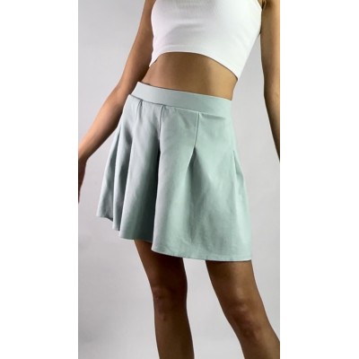 Trapezowa mini spódnica z zakładkami rozm. L