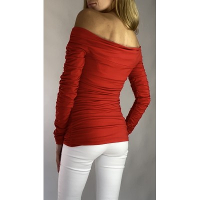 Drapowana bluzka z odsłoniętymi ramionami H&M rozm. S