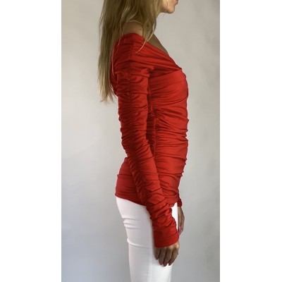 Drapowana bluzka z odsłoniętymi ramionami H&M rozm. S